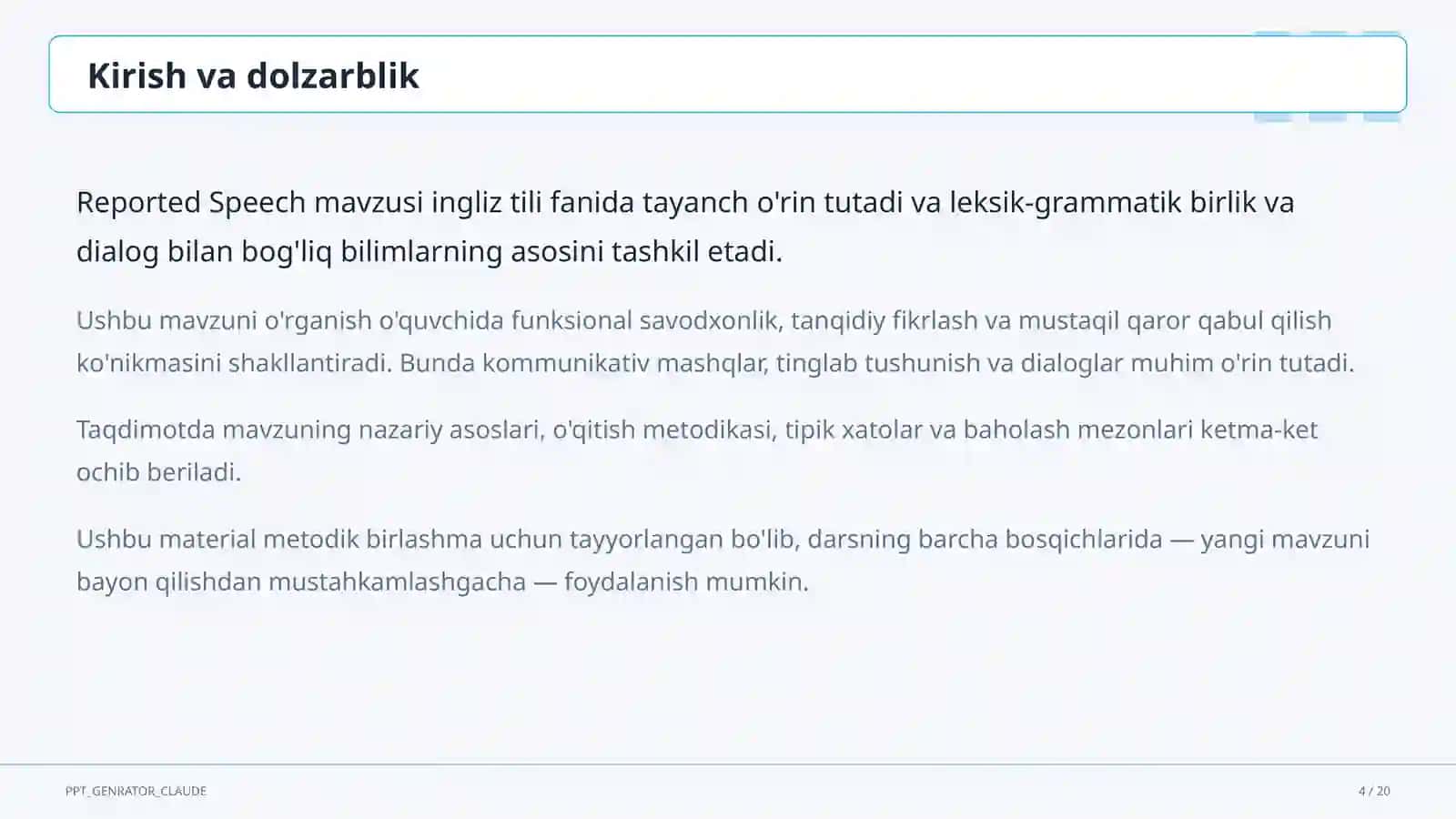 Reported Speech (9-sinf) 4