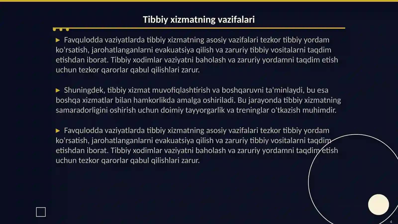 Favqulodda vaziyatlarda fuqaro muhofazasi tibbiy xizmati 4