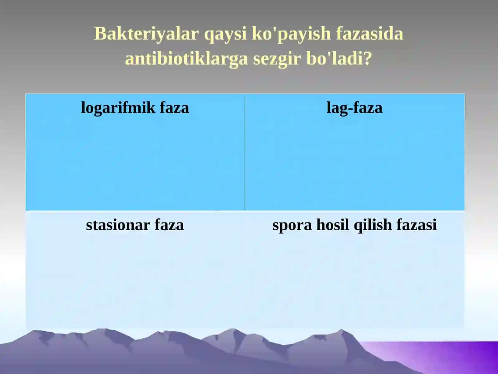 Sovuq" sterillash usuliga quyidagilardan qaysi biri kiradi? 4