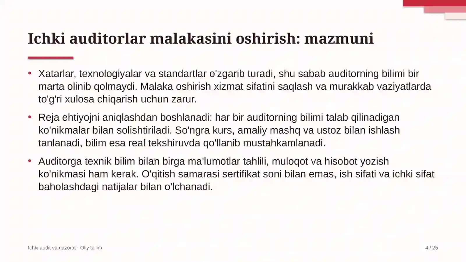 Kompyuter servis markazlarida ichki auditorlar malakasini oshirish 4