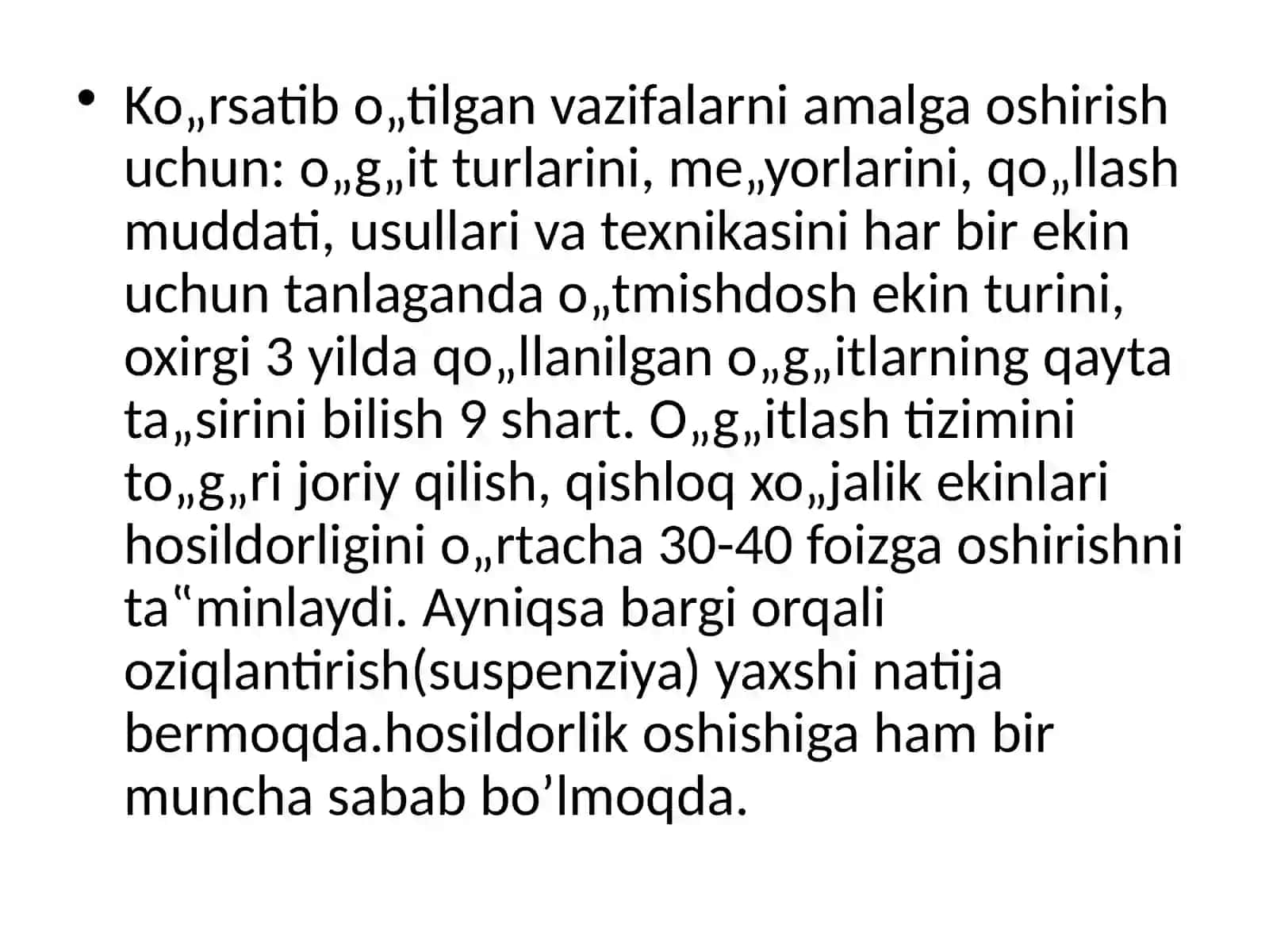 Suspenziyalarni paxtachilik va g‘allachilikda qo‘llash 4