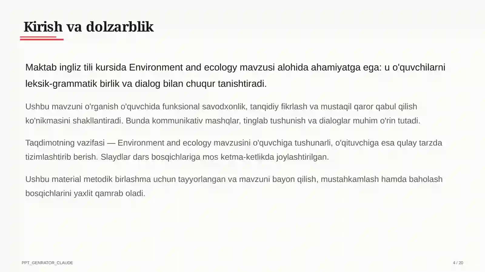 Environment and ecology (9-sinf) 4