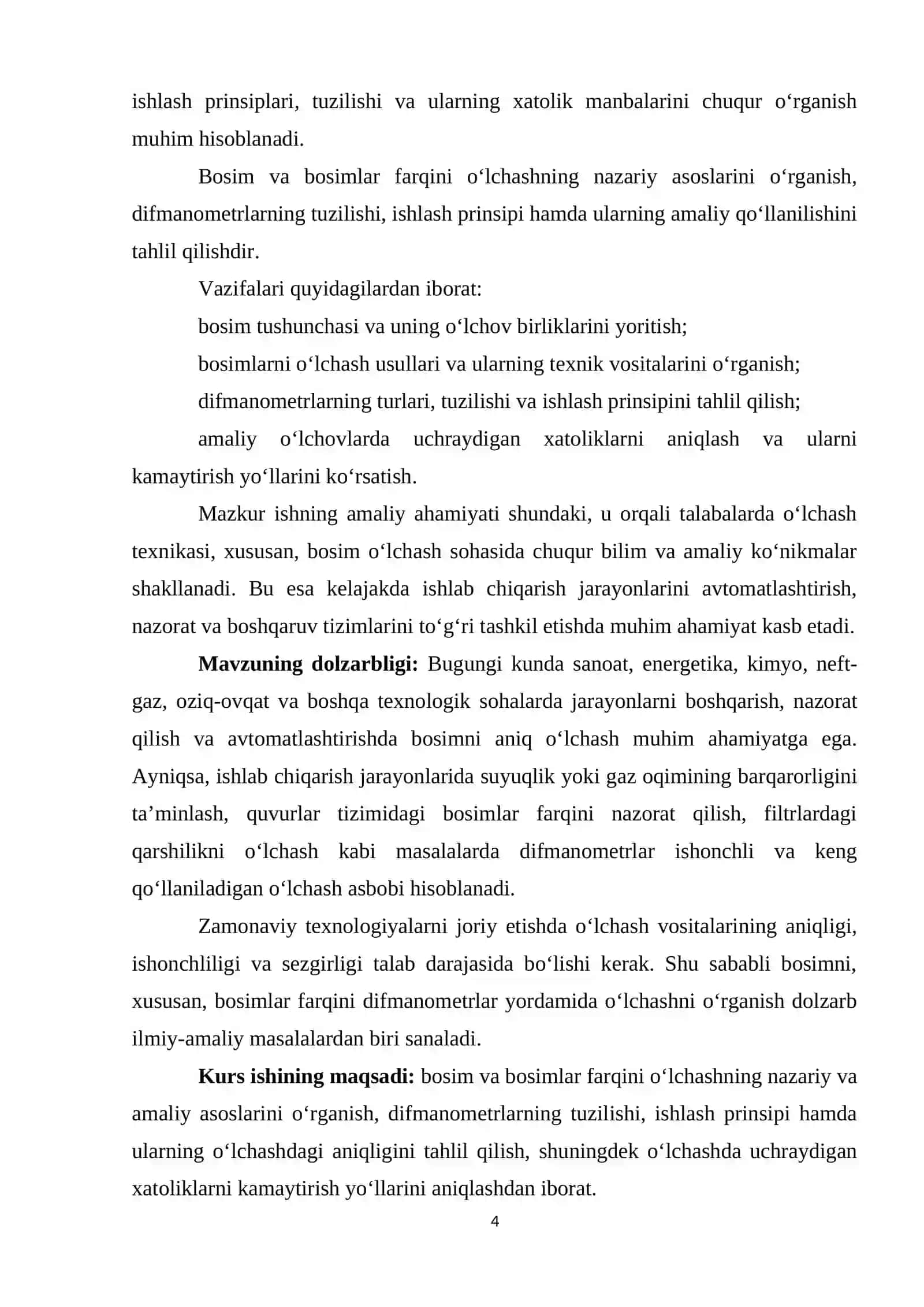 BOSIMNI, BOSIMLAR FARQINI DIFMANOMETRLAR BILAN O'LCHASH. 4