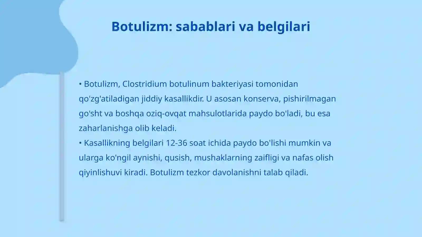 Ovqatdan zaharlanish yuqumli kasallik qo'zg'atuvchilari, botulizm, protey, salmalenoz, stafilakokli ovqatdan zaxarlanishlarni chaqiruvchi infeksiyalar 4
