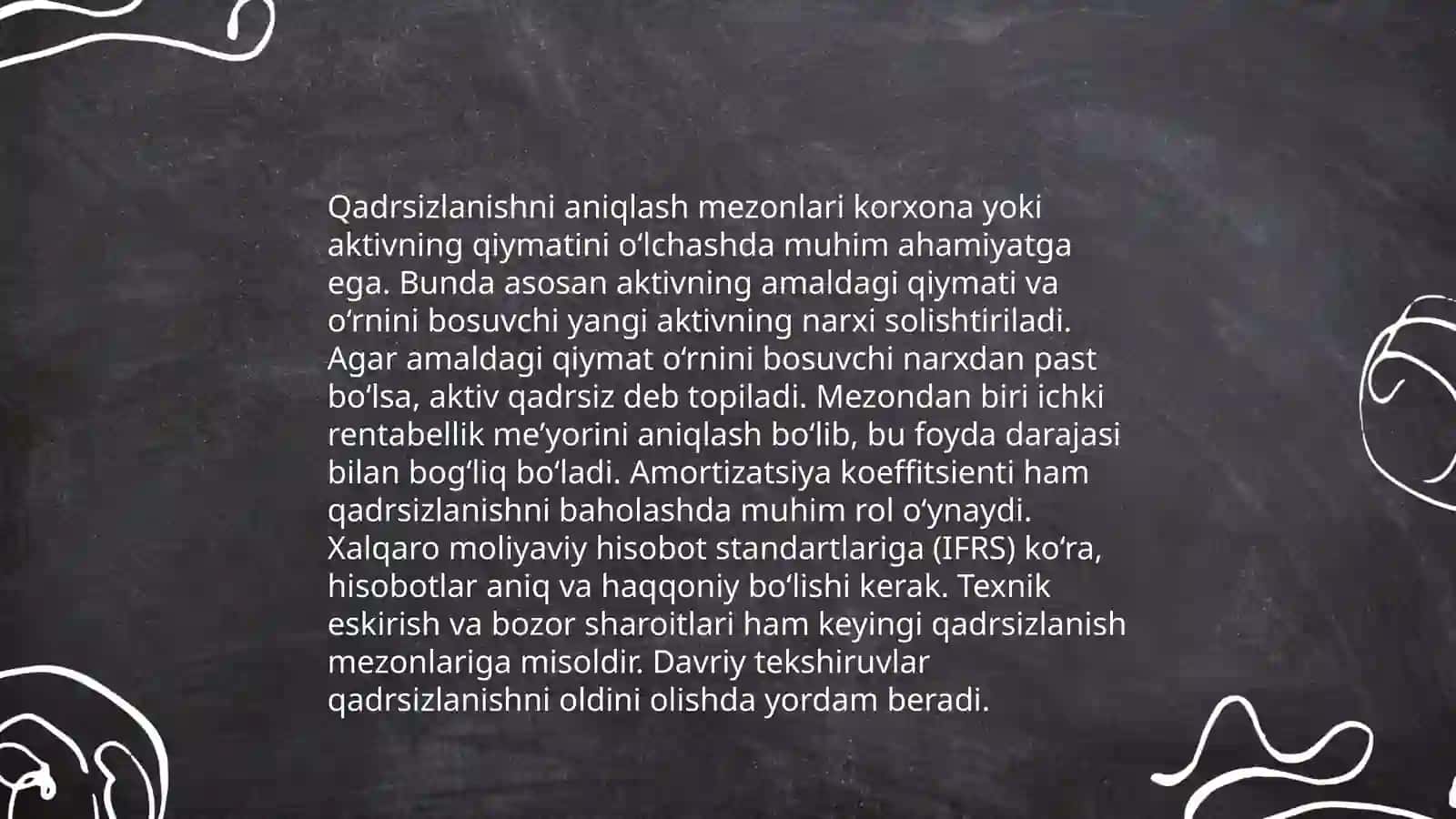 Aktivlarni qadirsizlanishidan kurilgan zararni tan olish va hisobga aks ettirish 4