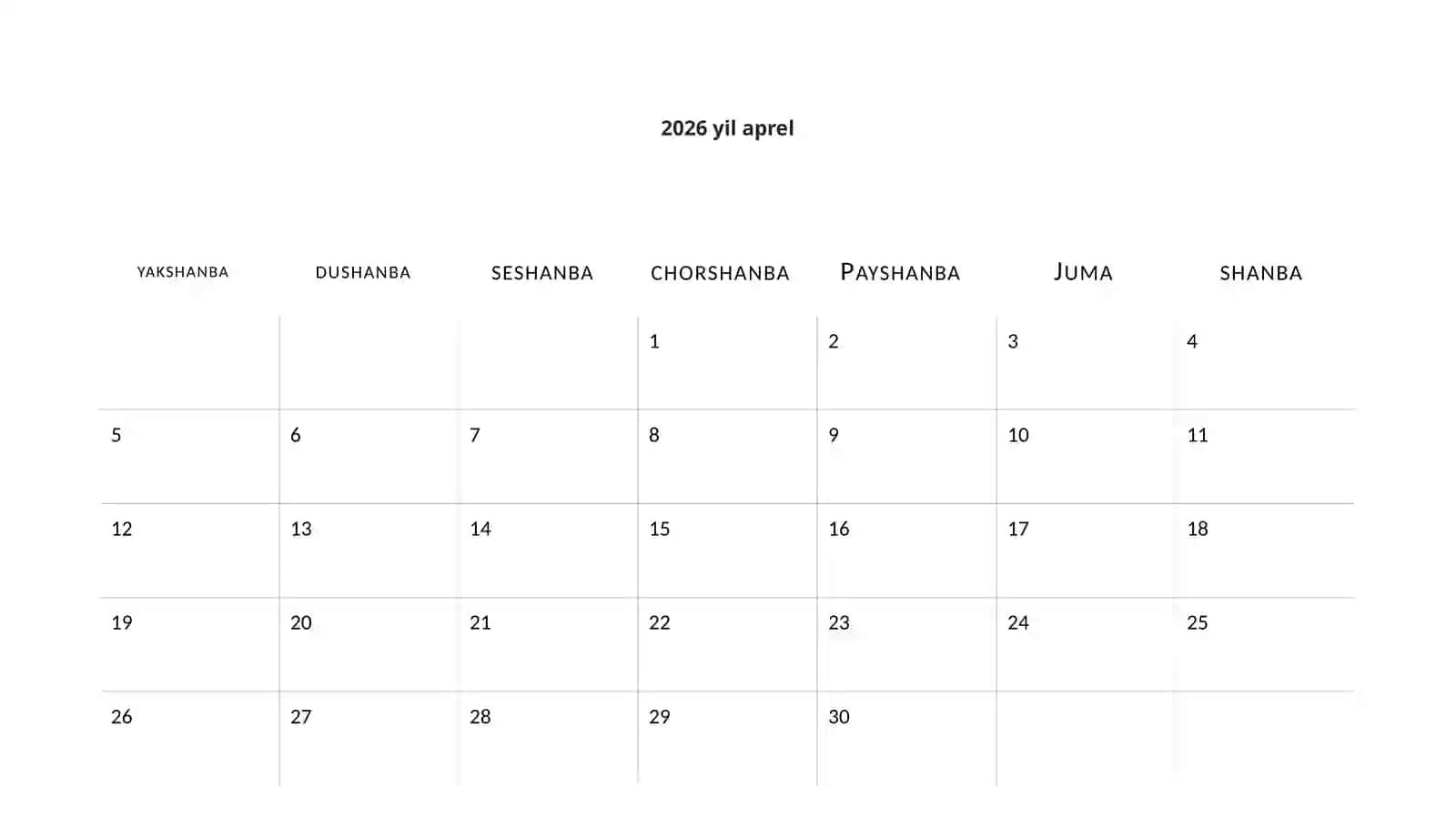 2026-Yil Minimalistik Ishchi Taqvimi Taqdimoti (12 Slayd) 4