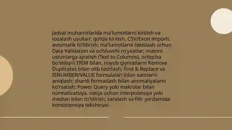Jadval muharrirlari va ularning iqtisodiy tahlildagi roli 4