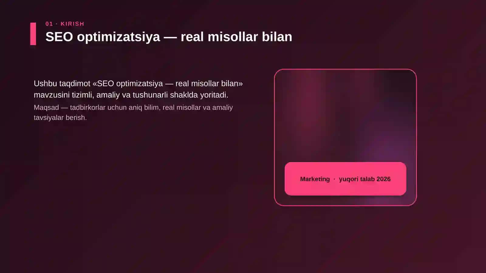 SEO optimizatsiya — real misollar bilan 4