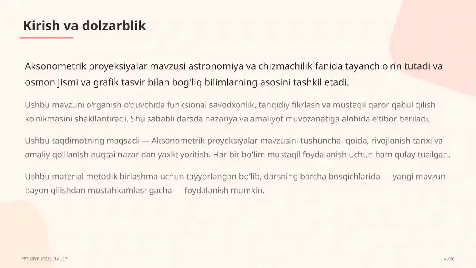 Aksonometrik proyeksiyalar (8-sinf) 4