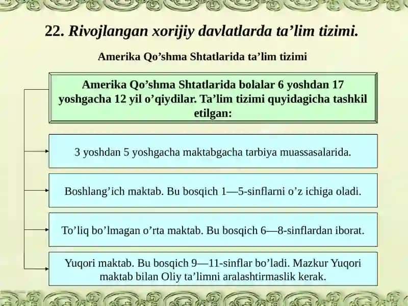 Amerika Qo’shma Shtatlarida ta’lim tizimi 4