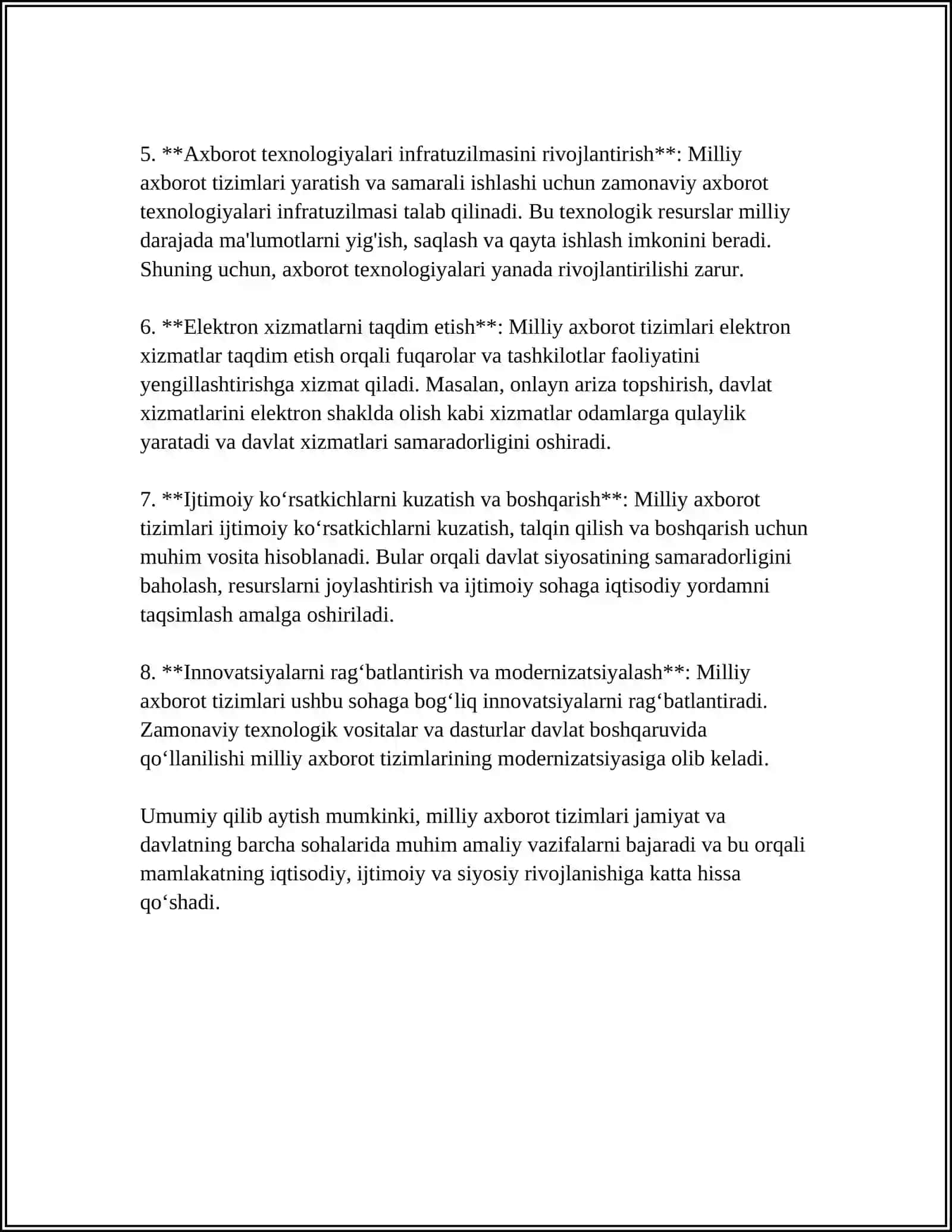 MILLIY AXBOROT TIZIMLARI BILAN ISHLASH. ZIYONET AXBOROT TARMOG`I VA UNING LOYIHALARI 4