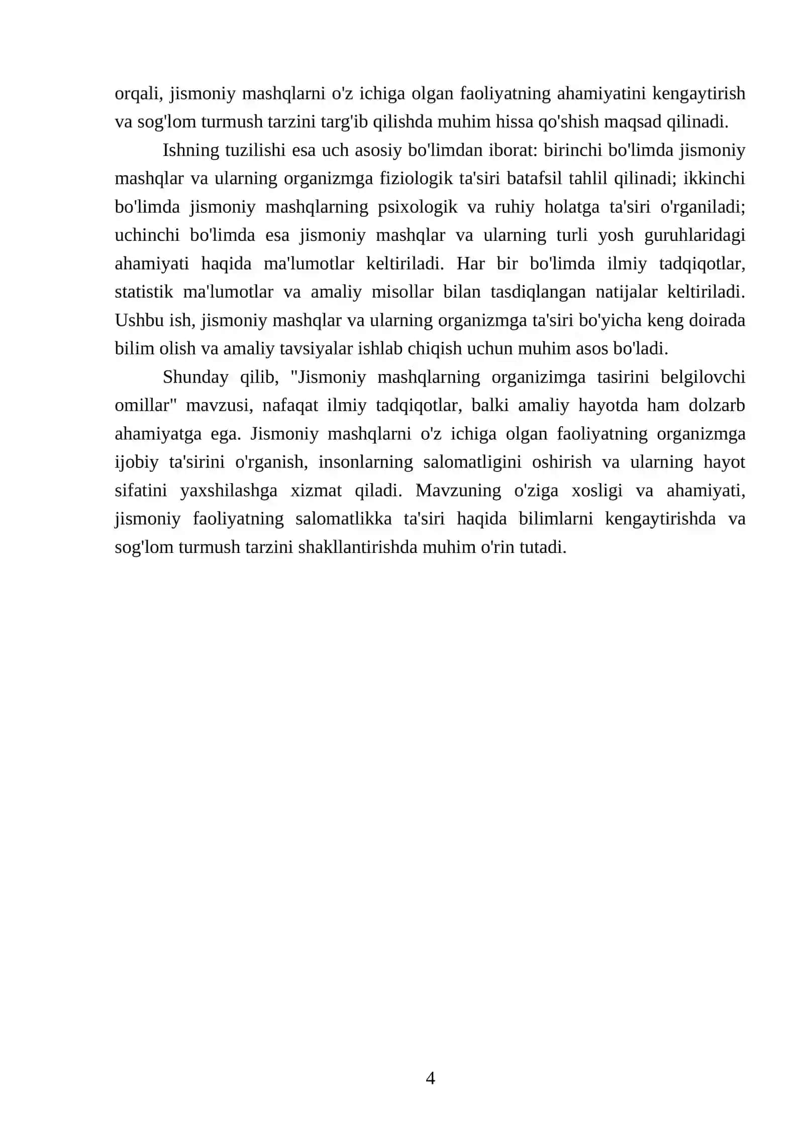 Jismoniy madaniyat nazariyasi va metodikasi fanidan tayyorlagan mustaqil ishi 4
