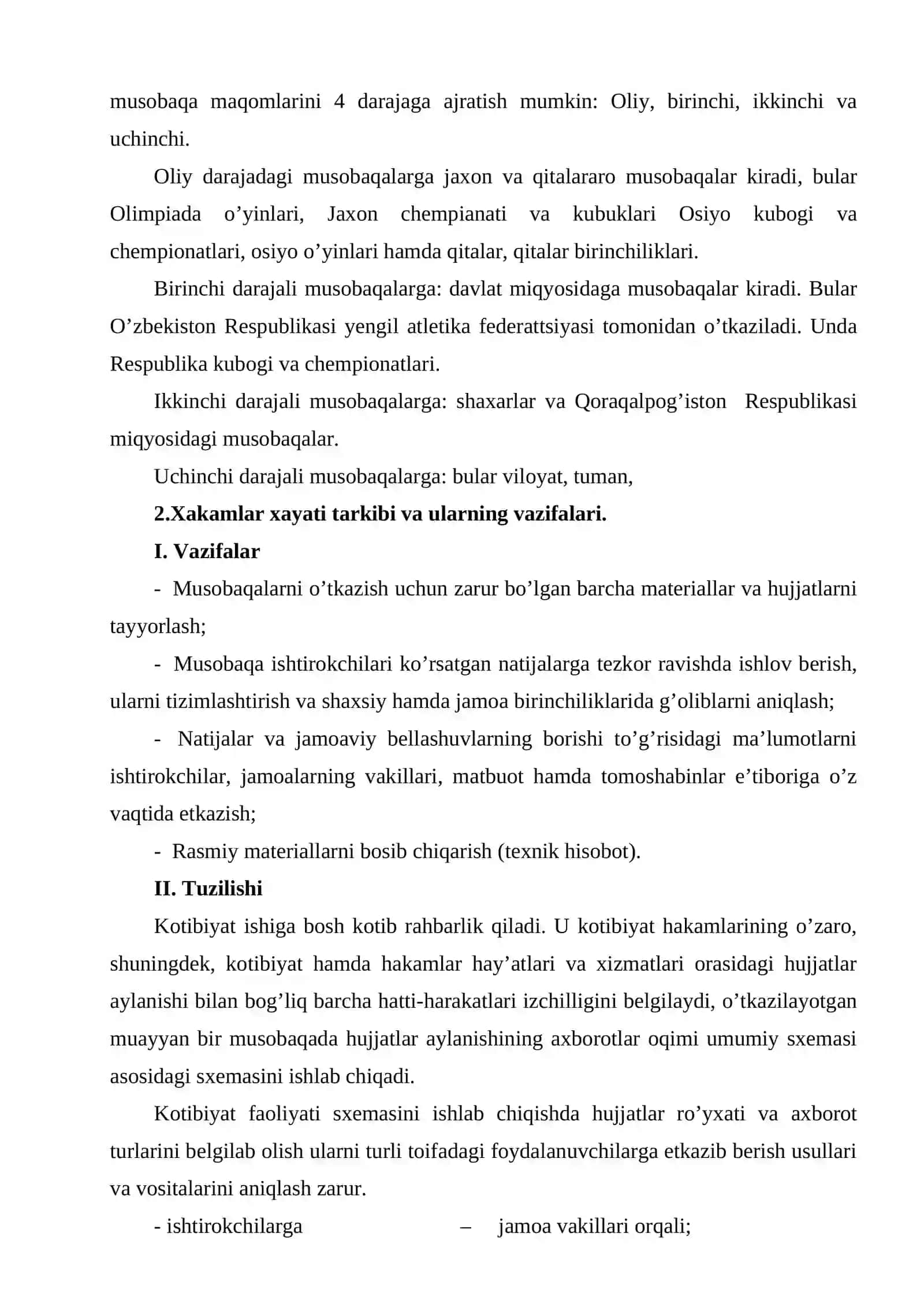 Yengil atletika musobaqalarini tashkil qilish va o’tkazish 4