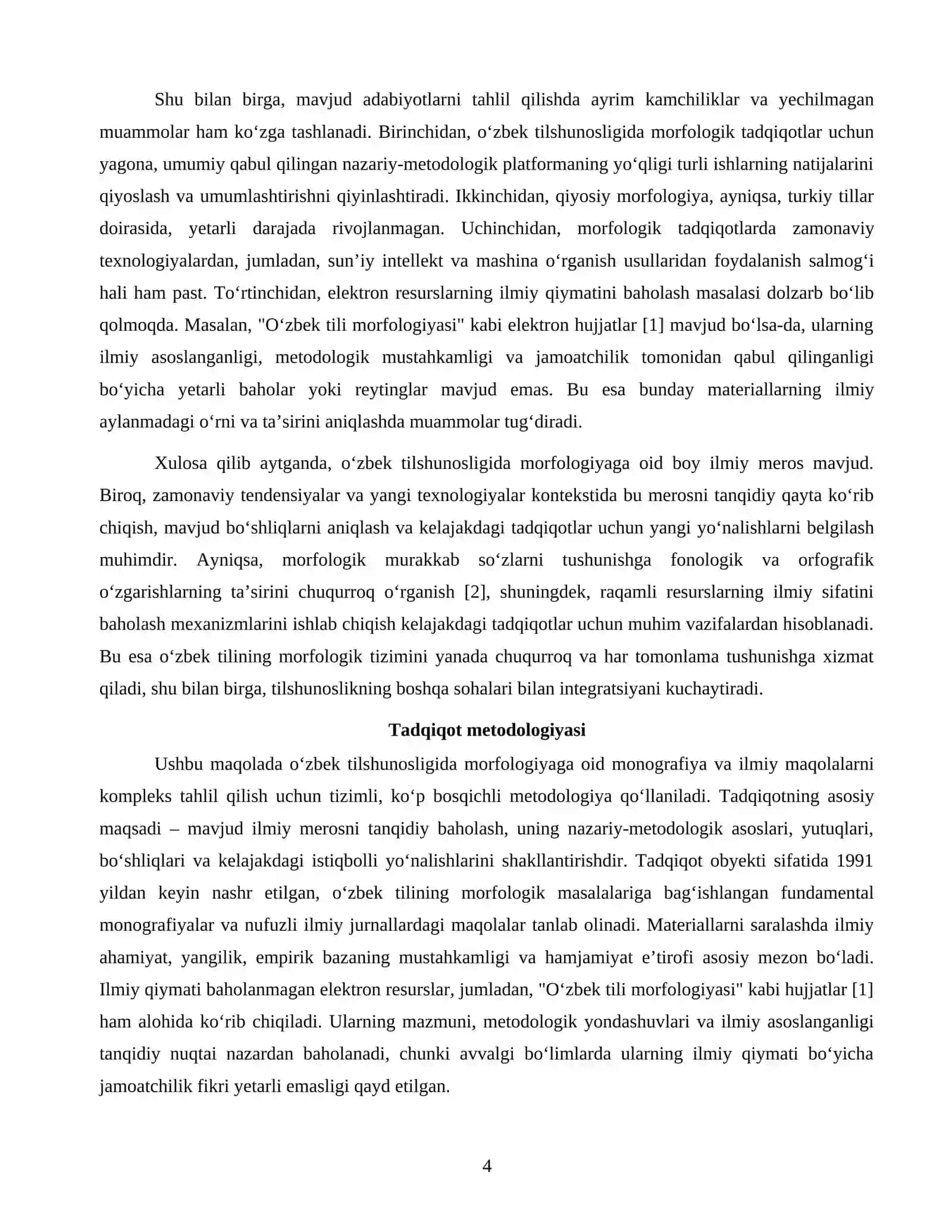Morfologiyaga oid monografiya va ilmiy maqolalarni tahlil qilish 4