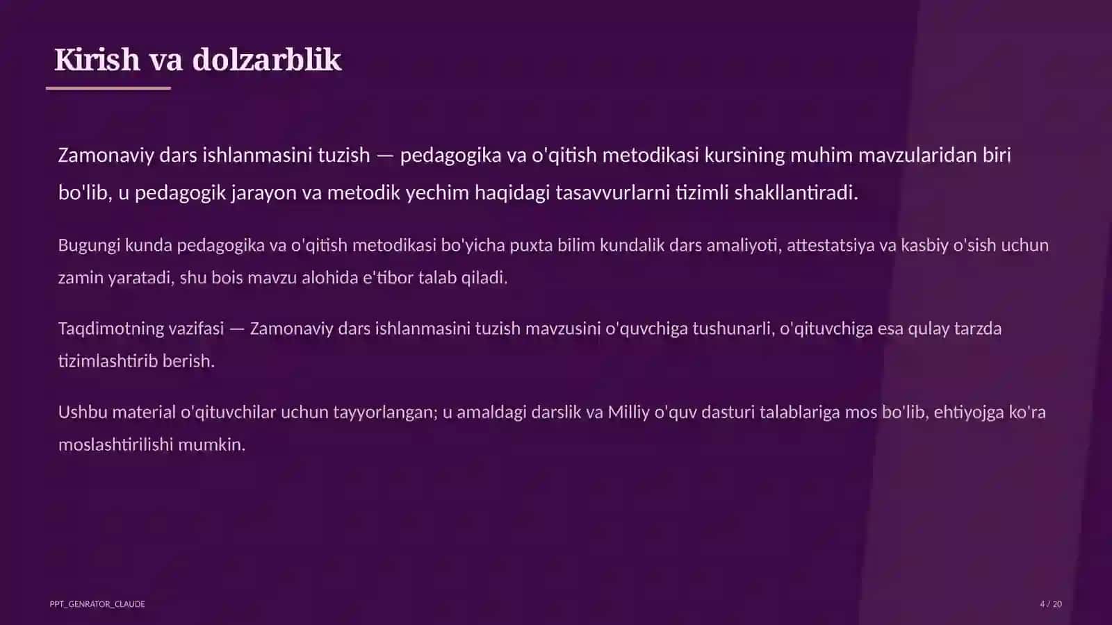 Zamonaviy dars ishlanmasini tuzish 4