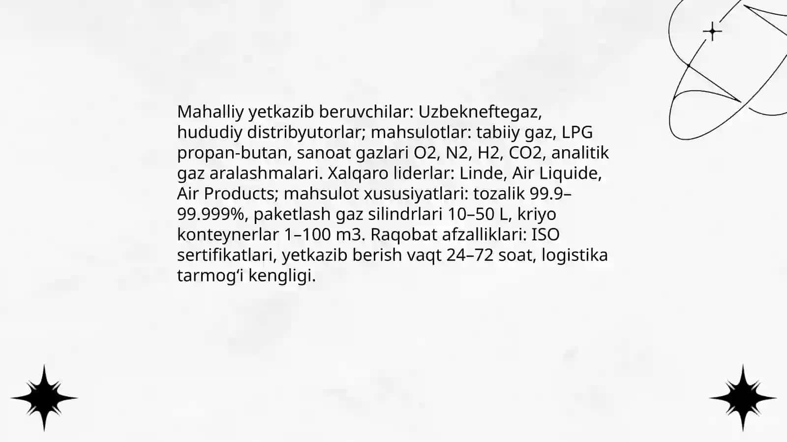 Biznes reja yaratish. eng sifatli gaz moddasini aniqlash 4