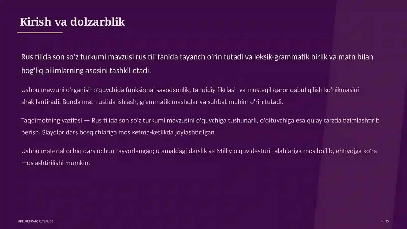 Rus tilida son so'z turkumi (6-sinf) 4