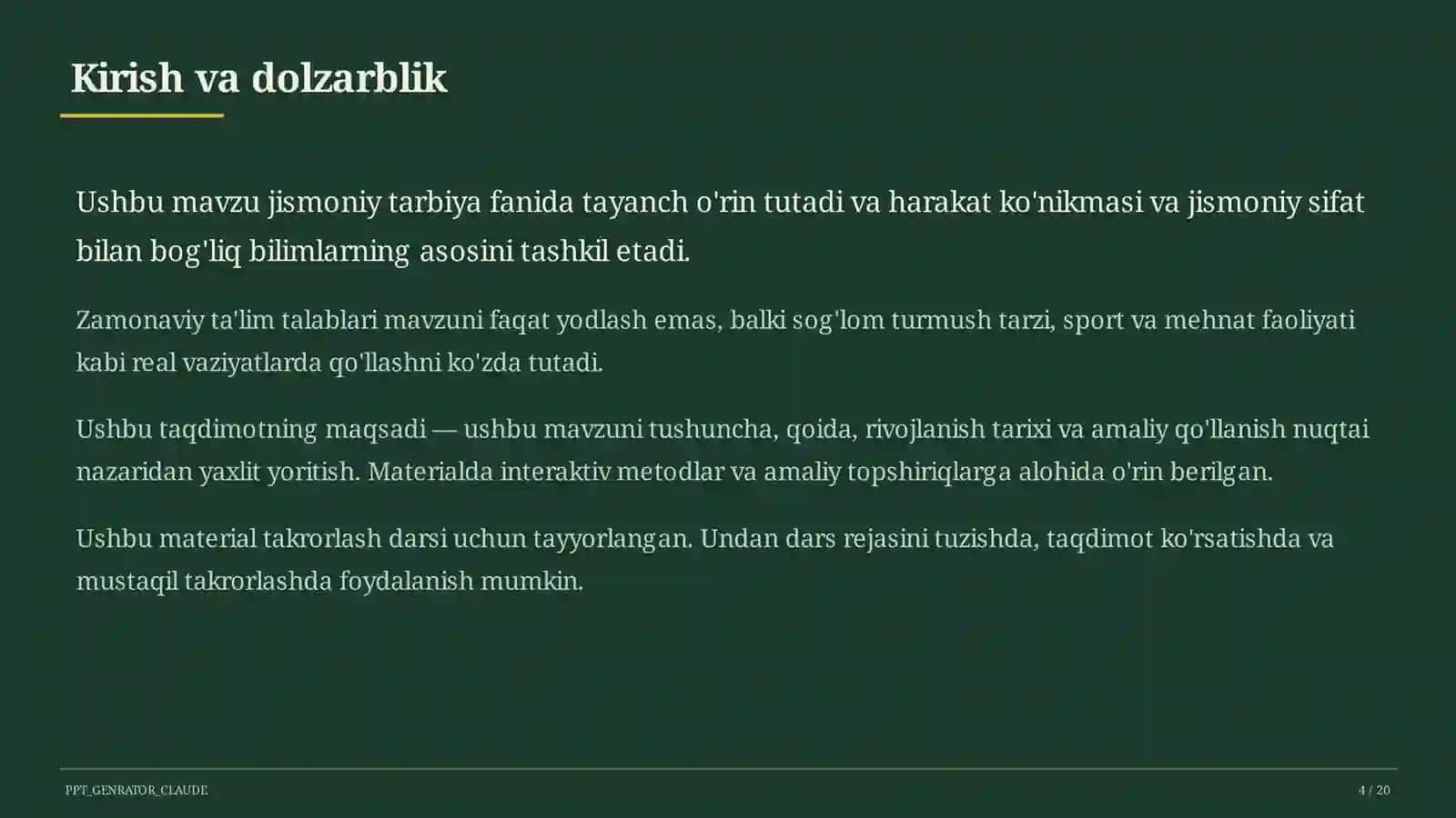 Chidamlilikni rivojlantirish: uzoq masofaga yugurish (7-sinf) 4