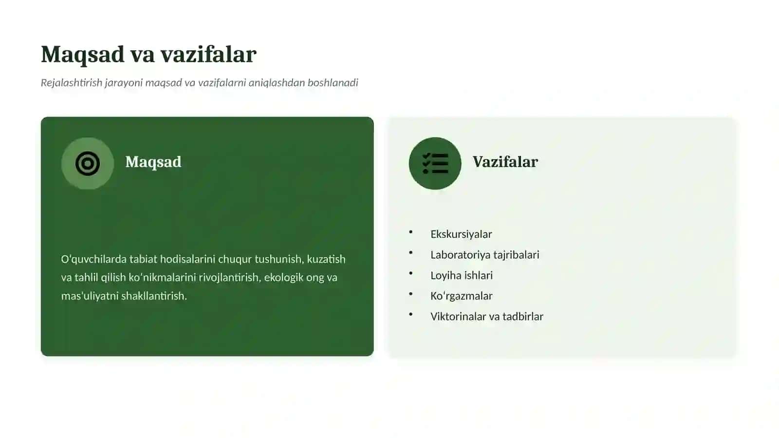 Mavzu: Tabiiy fanlarni o‘qitishda sinfdan tashqari ishlarni tashkil etish 4