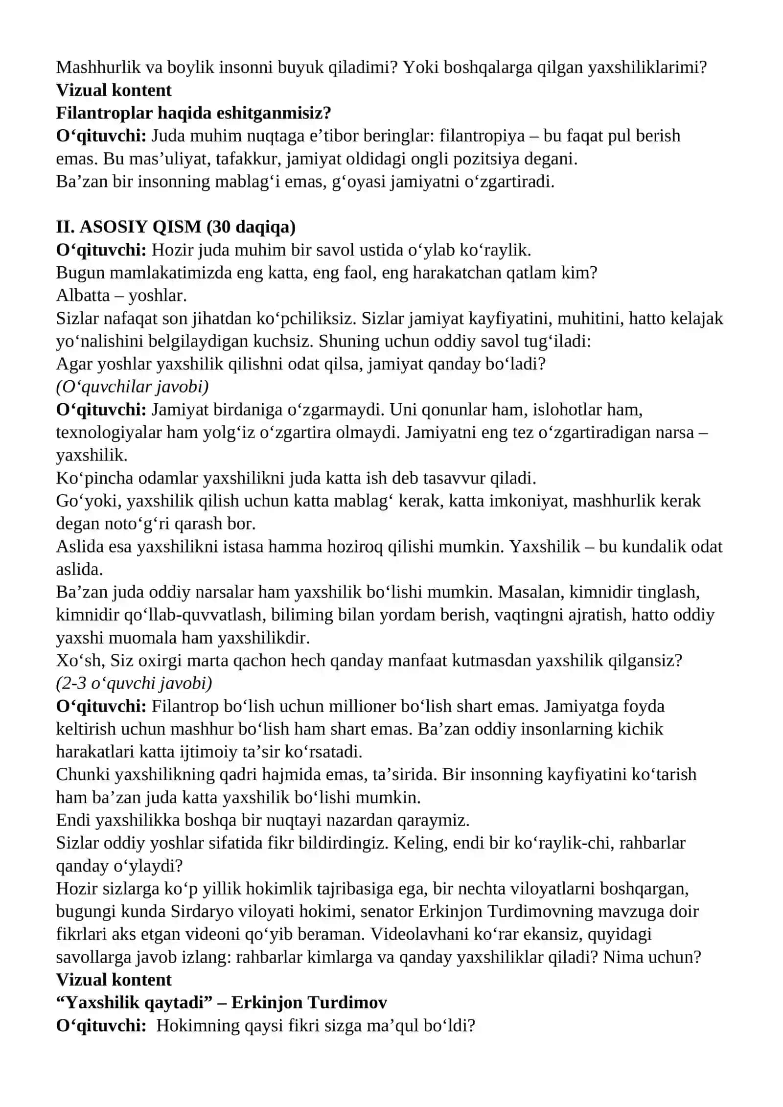 "Kelajak soati" darsining 9-11- sinflar uchun mashg‘ulot ssenariysi 4