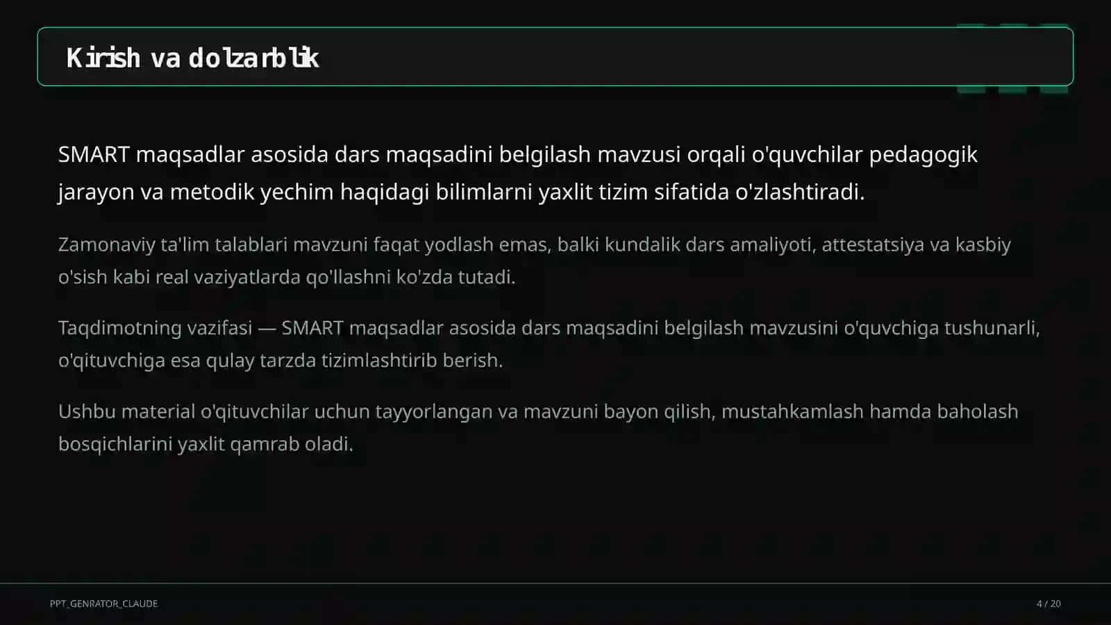 SMART maqsadlar asosida dars maqsadini belgilash 4