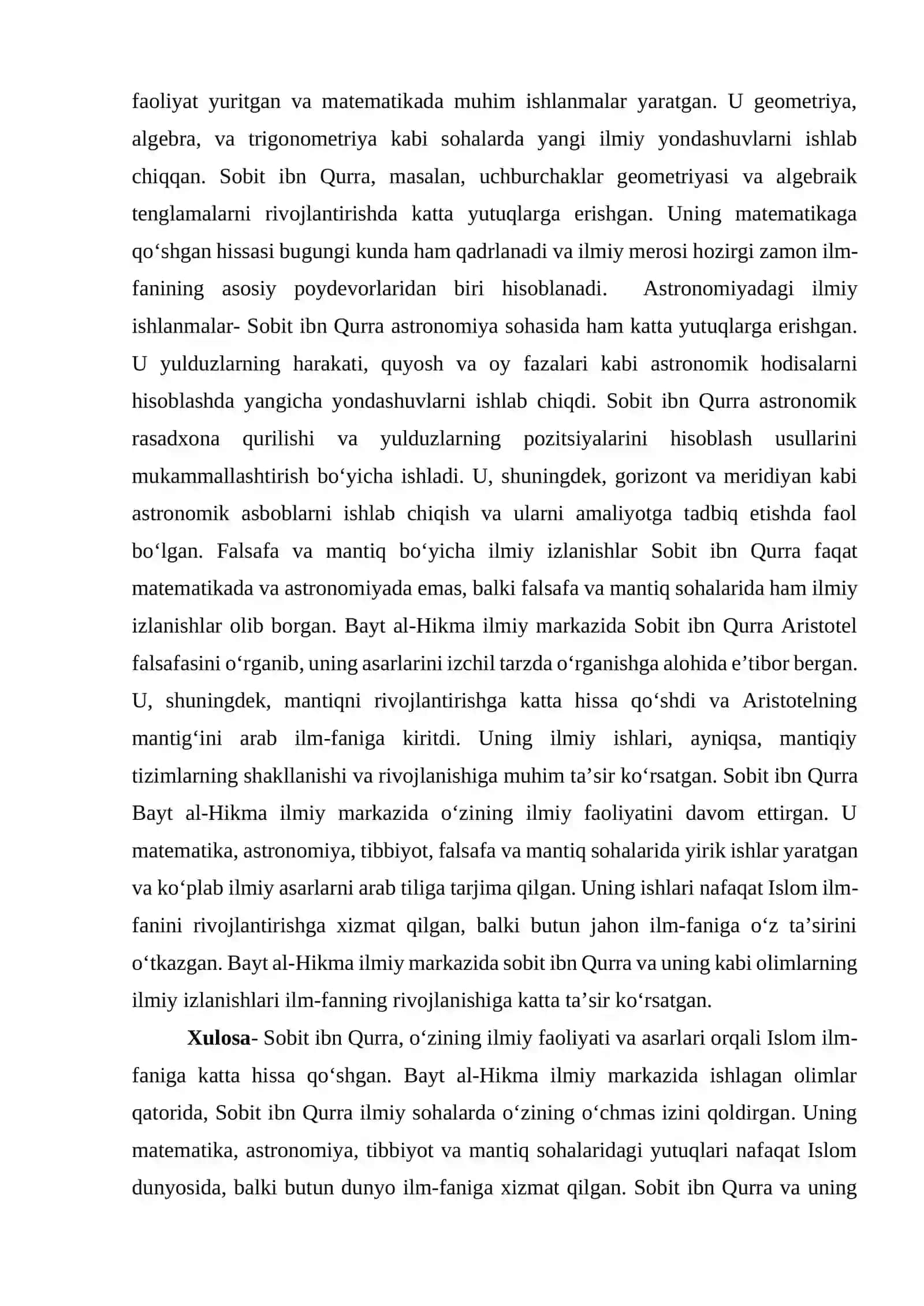 Sobit Ibn Qurra (836-901)NING BAYT AL HIKMADAGI ILMIY FAOLIYATI 4