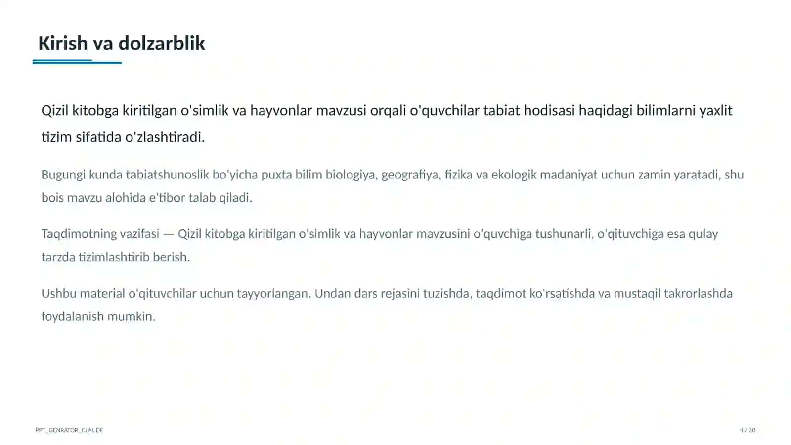 Qizil kitobga kiritilgan o'simlik va hayvonlar (4-sinf) 4