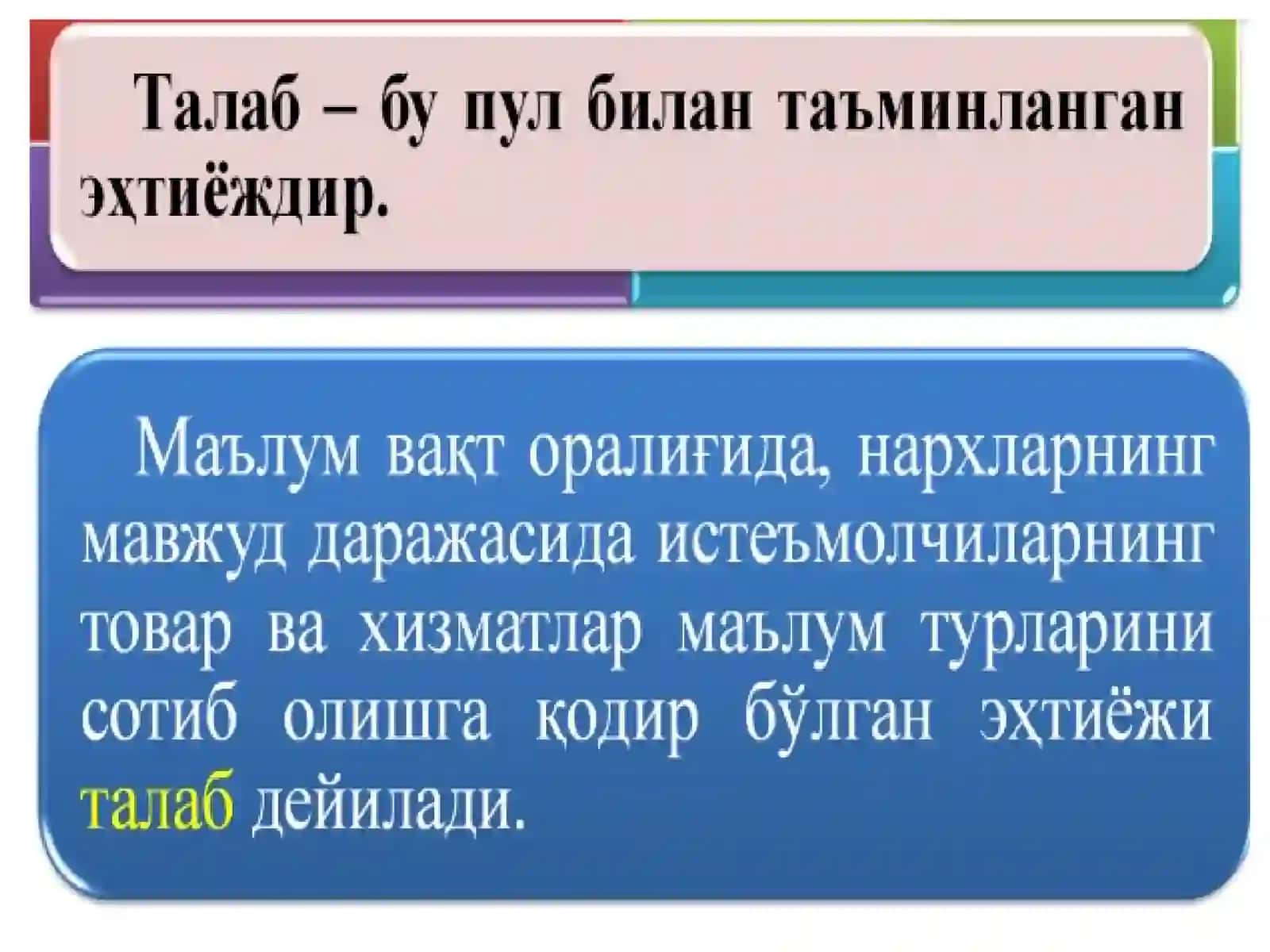 Mikroiqtisodiyotning asosiy kategoriyalari: talab va taklif 4