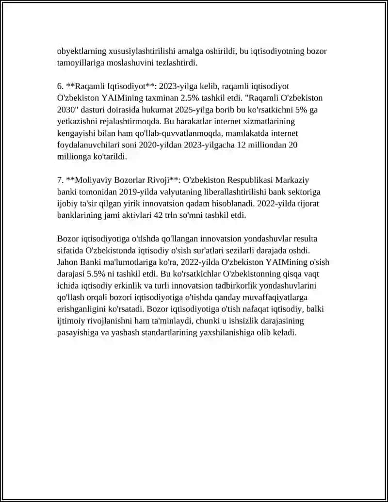Bozor iqtisodiyotiga oʻtishning innovatsion usullari 4