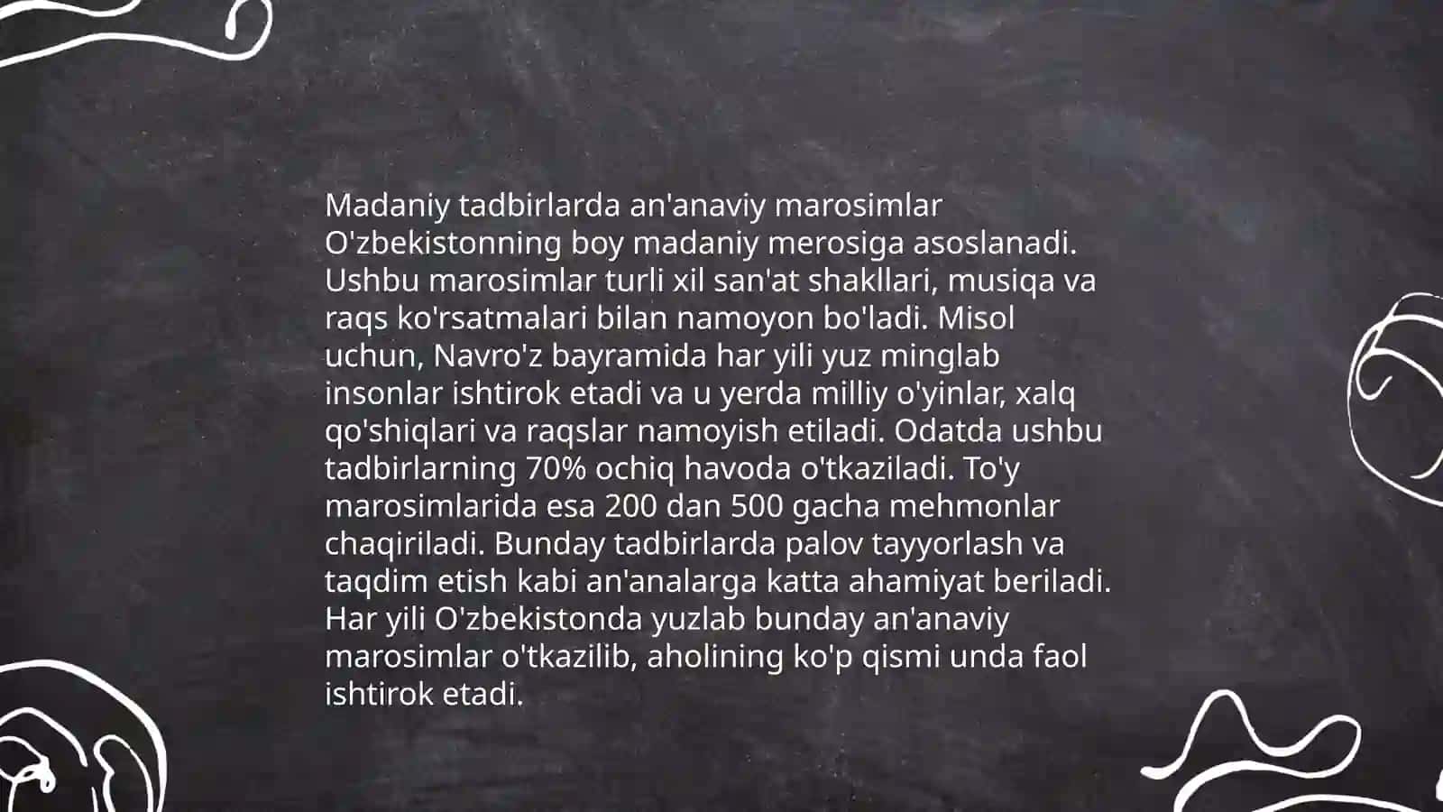 Madaniy tadbirlarda marosim epizodlarini qòllash 4