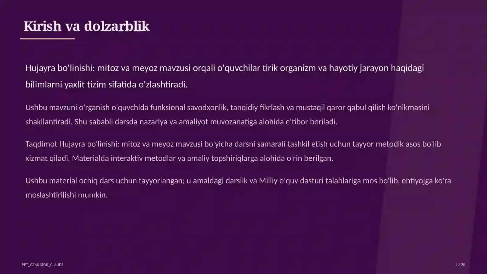 Hujayra bo'linishi: mitoz va meyoz 4