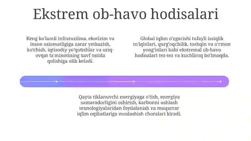 Global iqlim oʻzgarishi,uning oqibatlari va qarshi kurashish chora tadbirlari 4