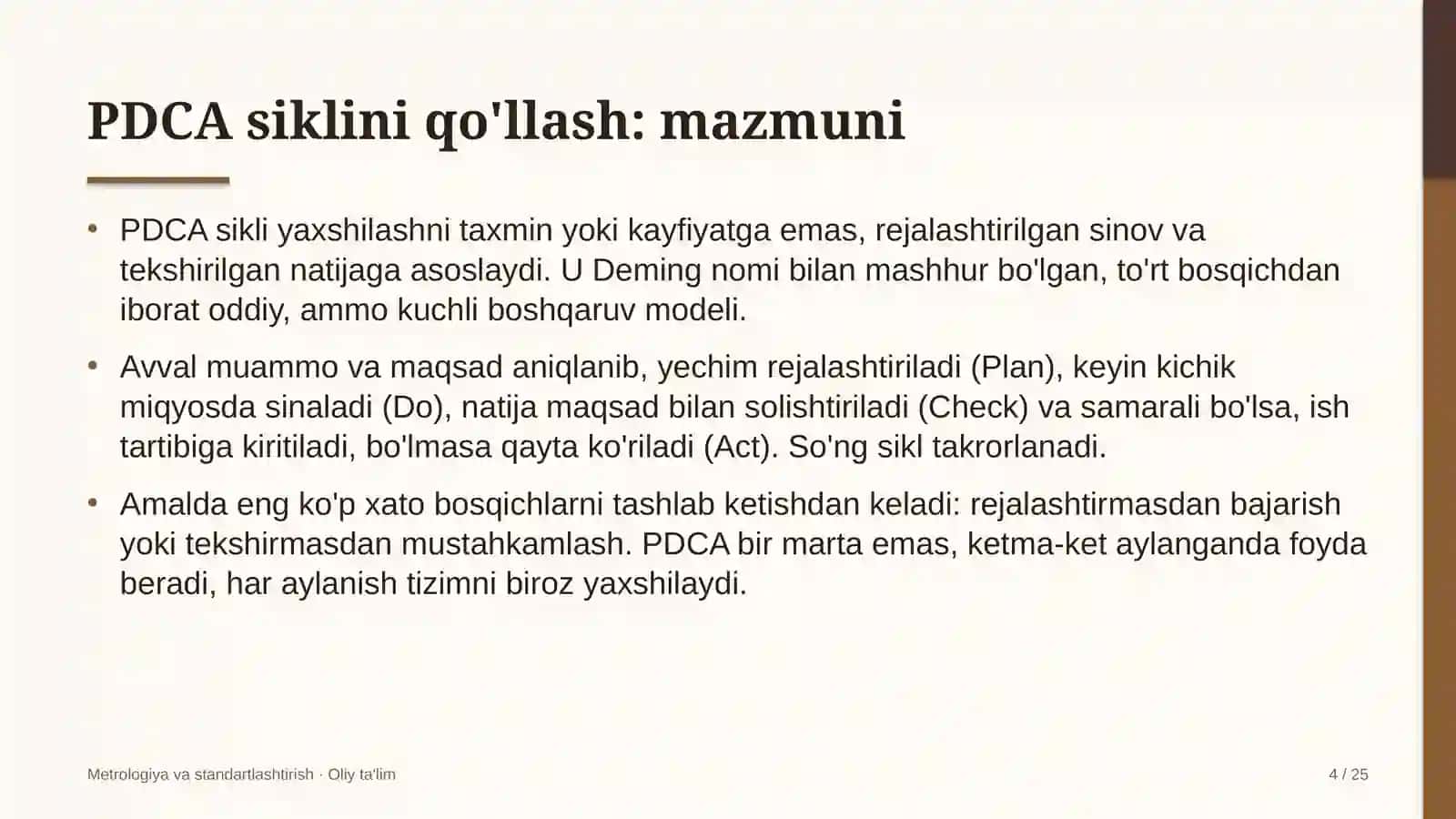 Avtomobillarga gaz to'ldirish shoxobchalarida PDCA siklini qo'llash 4