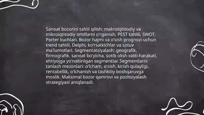 Sanoat korxonalarida marketing strategiyasini ishlab chiqish 4
