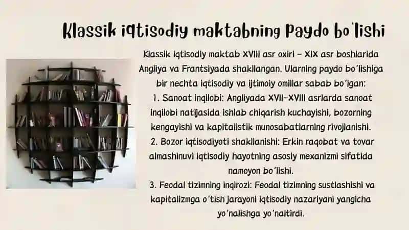 Klassik iqtisodiy maktabning paydo bo'lishi, rivojlanishi va tugashi 4