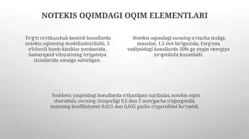 Notekis Oqimdagi Prizmatik Kanallardagi Oqim Elementlari 4
