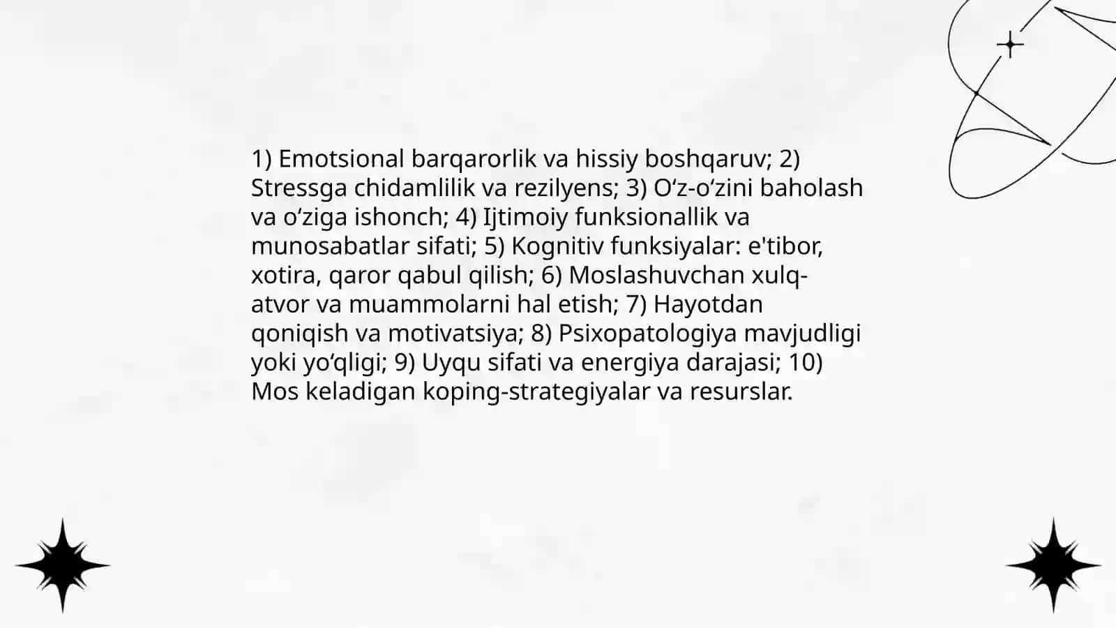 Psixologik salomatlik va moslashuv 4
