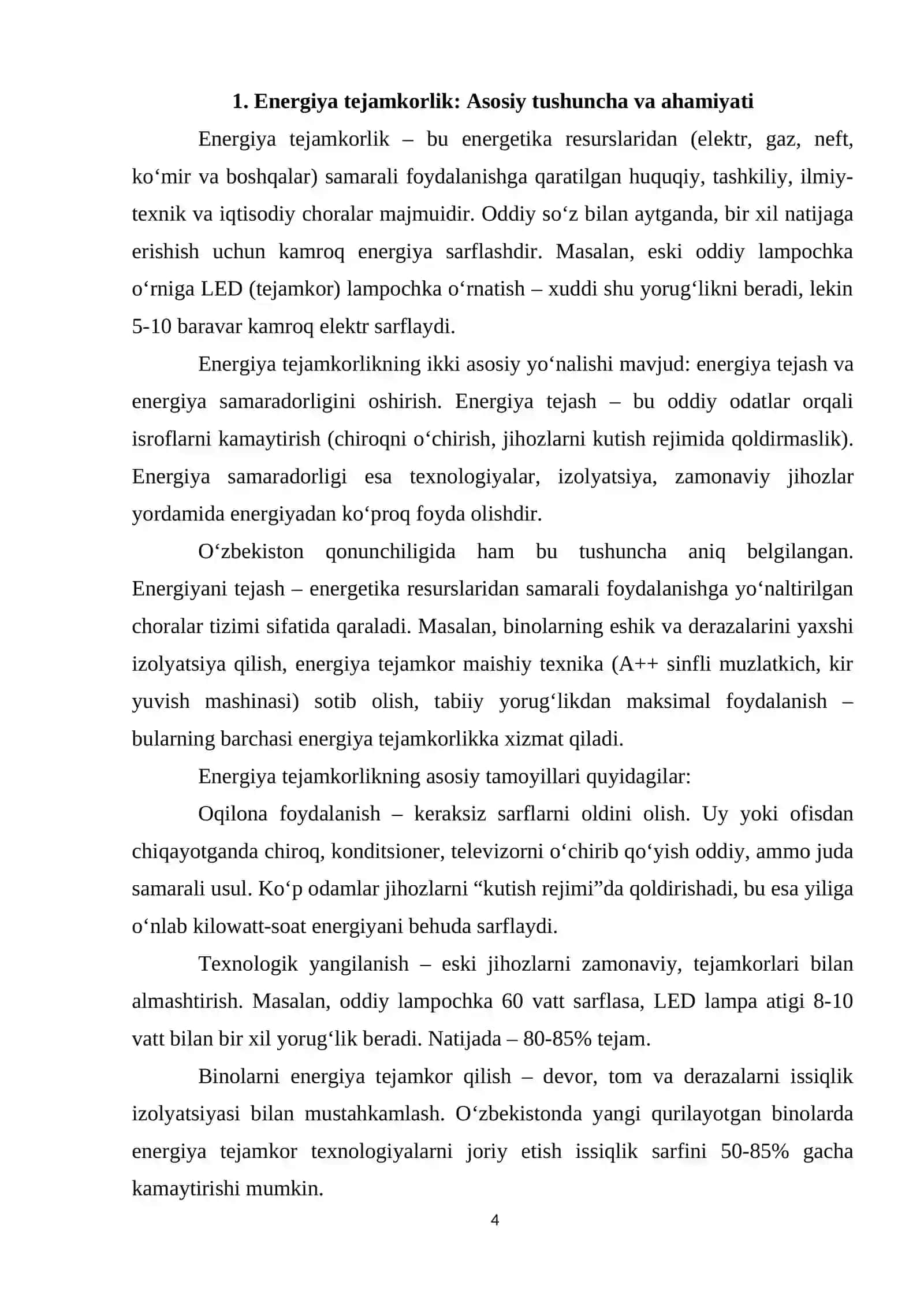 Energiya tejamkorlik nima va nima uchun muhim 4