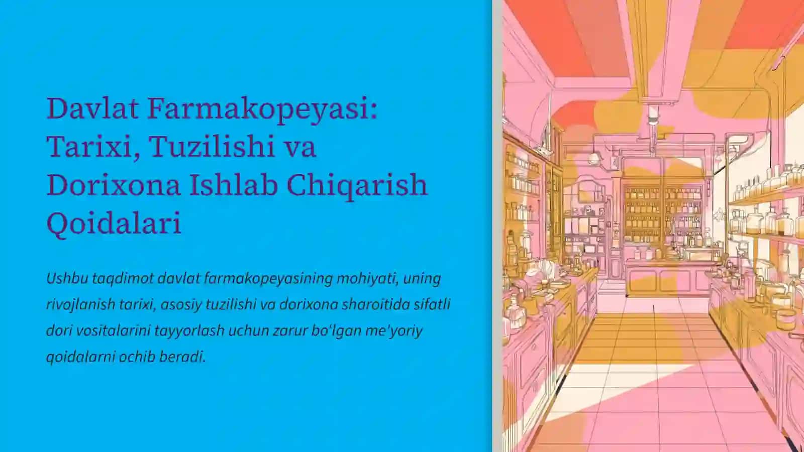 Davlat farmakopeyasi. Tarixi. Tuzilishi. Dorivor turlari texnologiyasida qo‘llaniladigan terminlar. Dorixona sharoitida dori ishlab chiqarish qoidalari 4