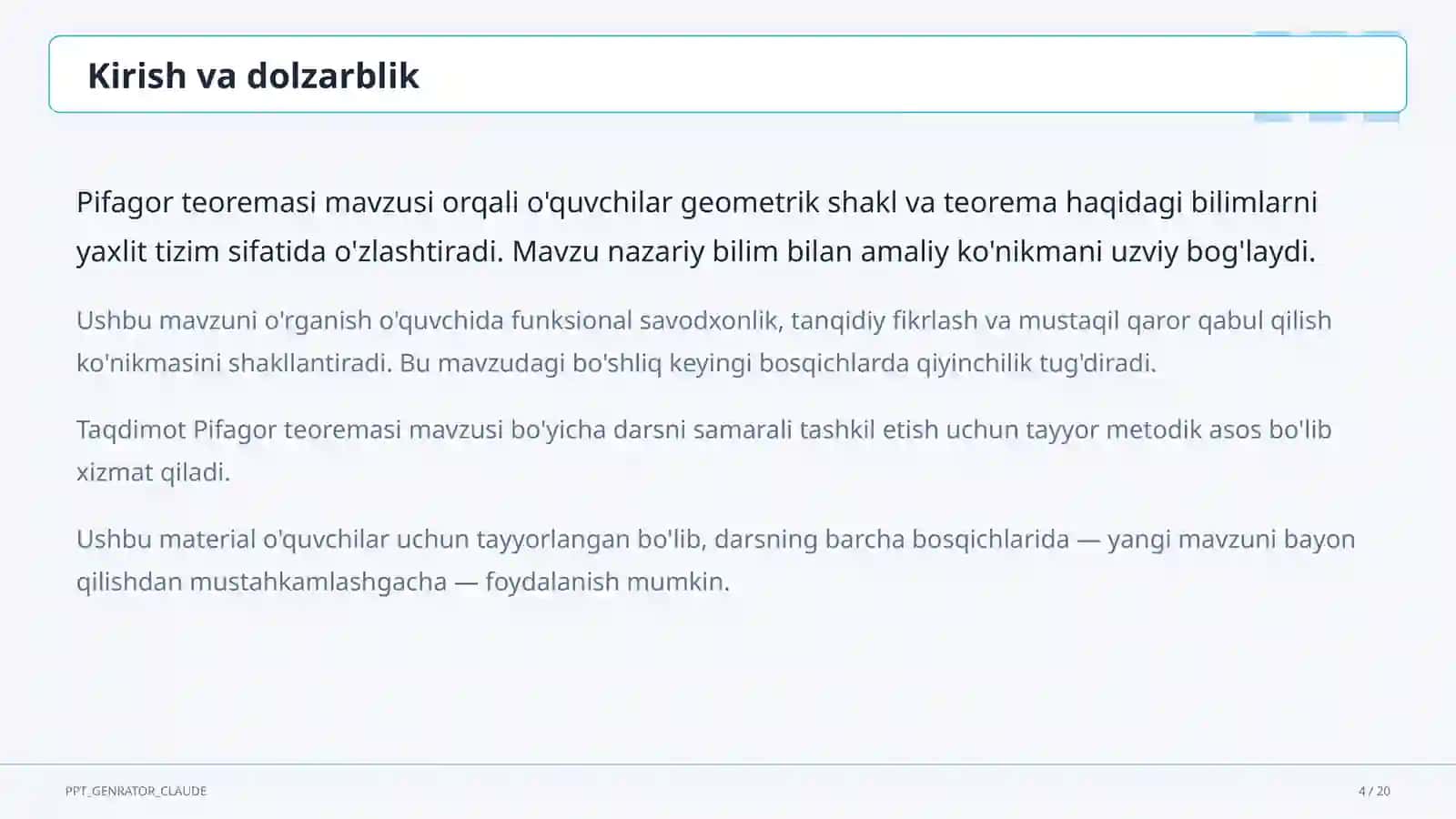 Pifagor teoremasi (8-sinf) 4