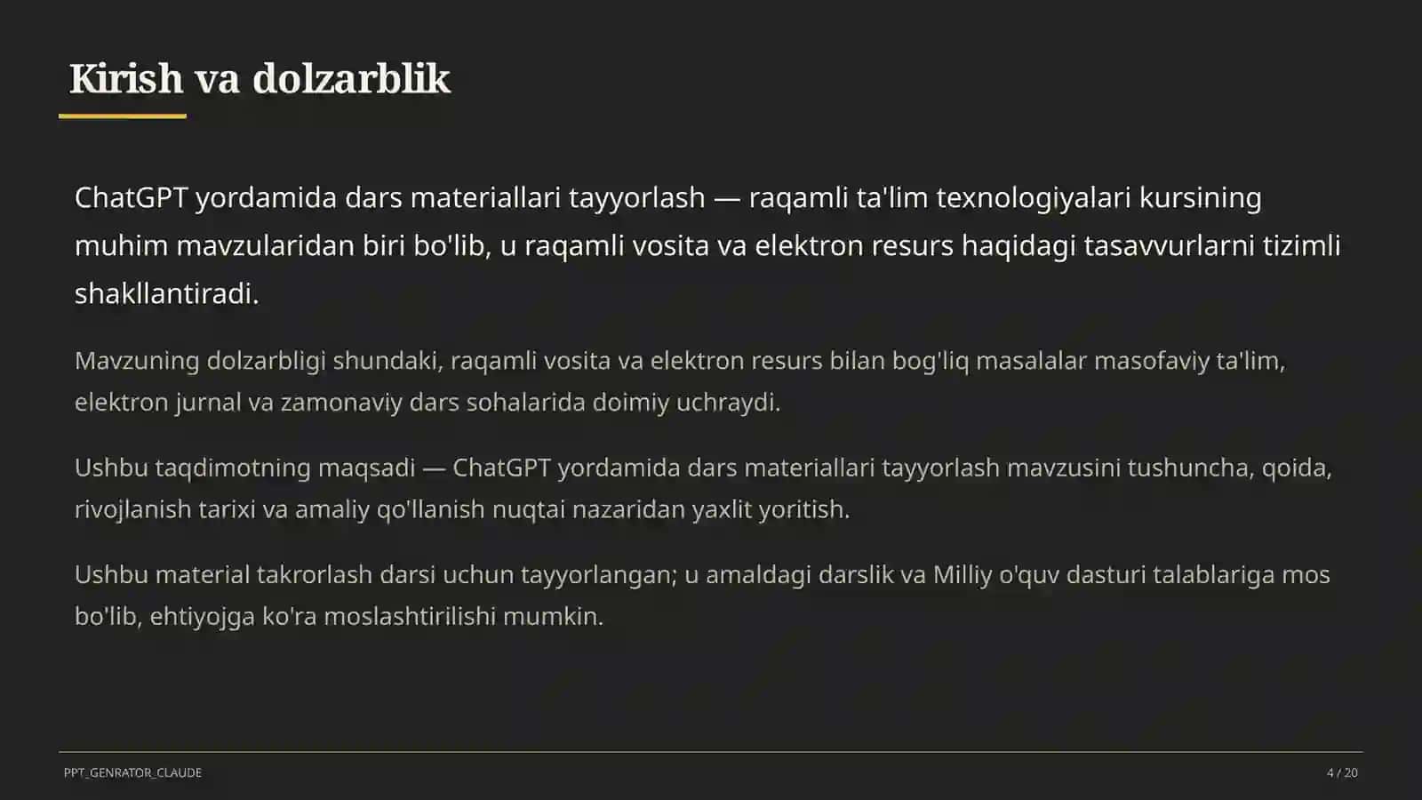 ChatGPT yordamida dars materiallari tayyorlash 4