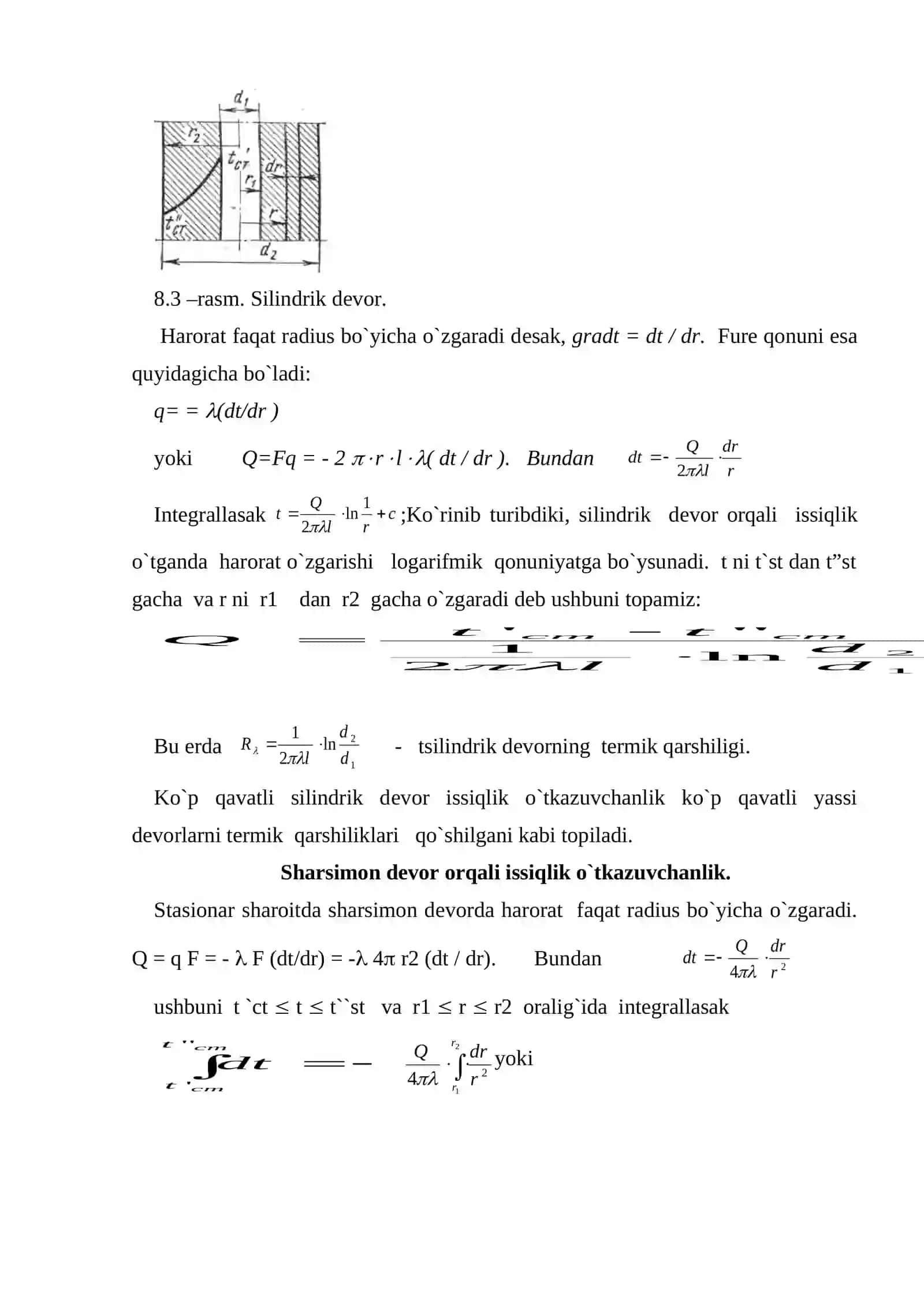 Bir jinsli yassi dеvor orkali issiqlik o`tkazuvchanlik 4