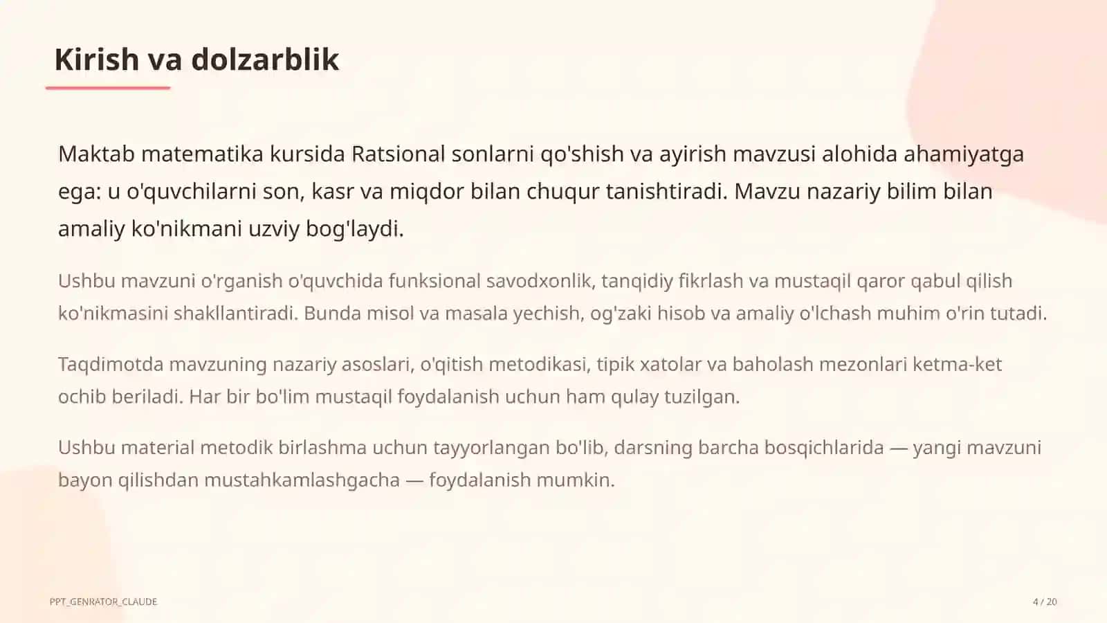 Ratsional sonlarni qo'shish va ayirish (6-sinf) 4