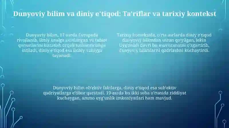 Dunyoviybilimlarvadiniyeʼtiqodbirligigaerishishningahamiyati 4