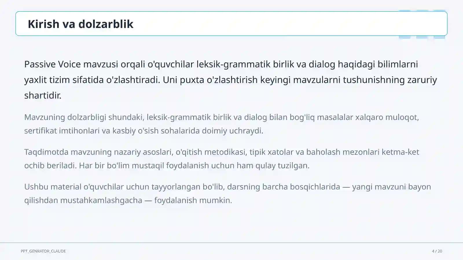 Passive Voice (9-sinf) 4