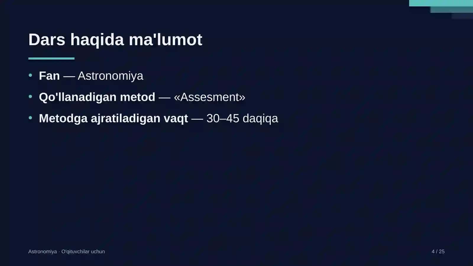astronomiya darslarida assesment metodidan foydalanish 9899 4