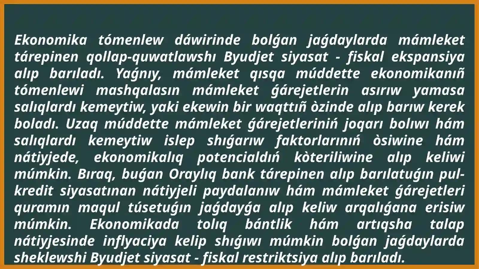 Byudjet siyasattıñ ekonomikalıq àhmiyeti hàm zàrùrligi 4