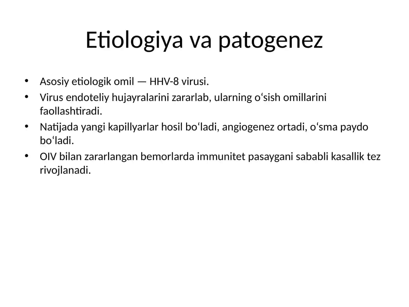 Kaposhining sarkomasi. Ekzema Kaposhi. IFA va PZR diagnostik usullarning dermatovenerologiyada qo‘llanilishi 4