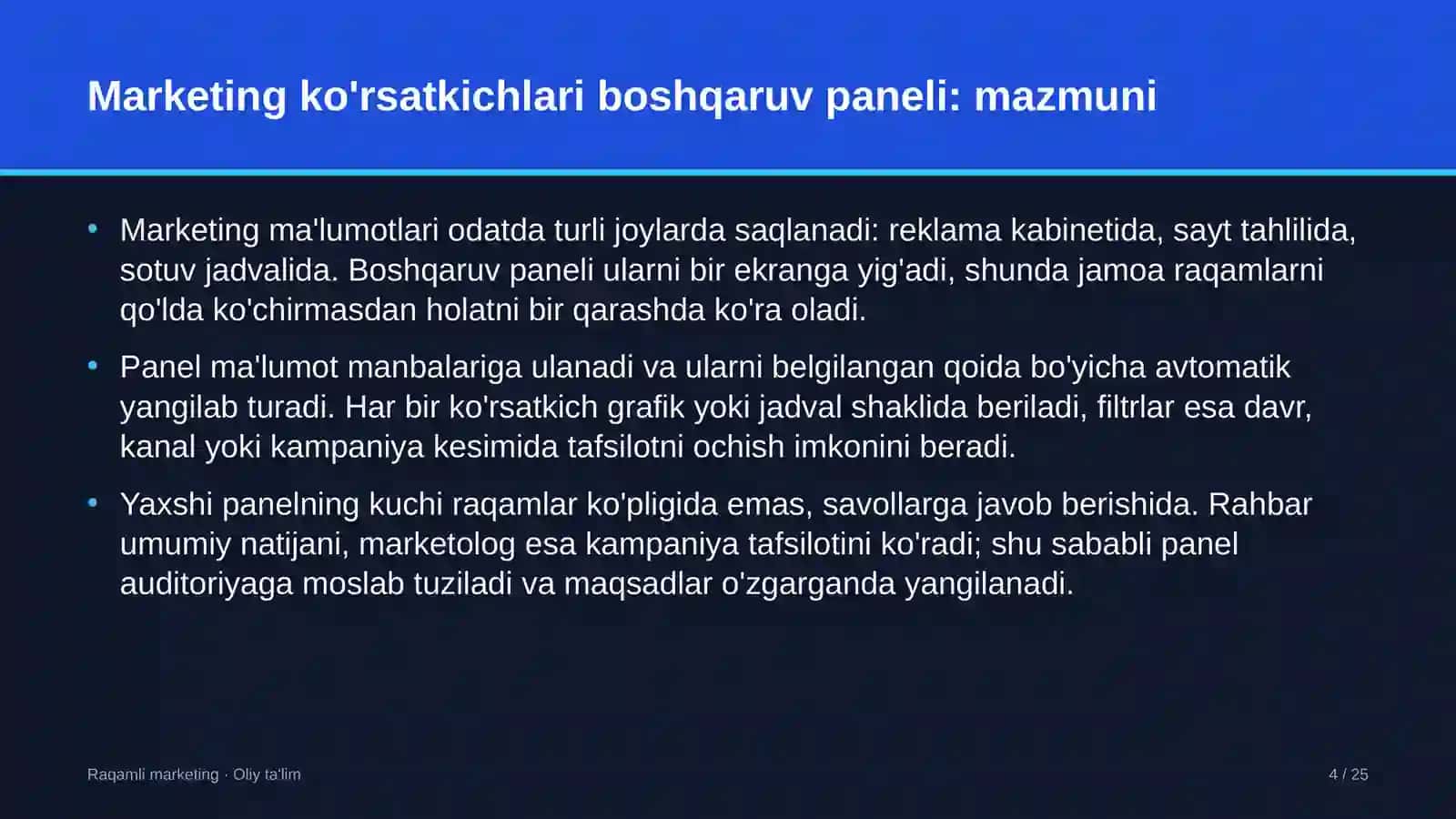 tom yopish ishlarida marketing ko'rsatkichlari boshqaruv panelini yaratish 1876 4