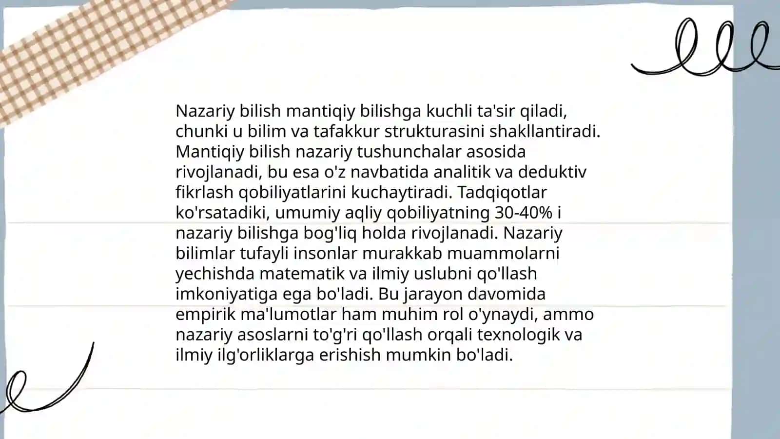 Hissiy,empirik, nazariy, mantiqiy, intuitiv, bilish darajalarining o'zaro aloqasi va farqi 4